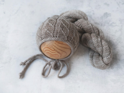 RTS 'BENJAMIN' bonnet and wrap set - TAUPE GRAY (*LIMITED EDITION)