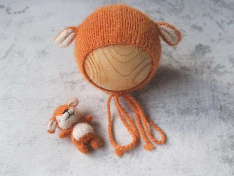 RTS newborn fox bonnet and cuddle buddy set