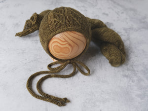 RTS 'BENJAMIN' bonnet and wrap set - IGUANA (*LIMITED EDITION)