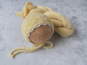 RTS 'YASMINE' bonnet and wrap set - LEMONADE