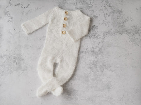 RTS newborn footed romper - SNOW