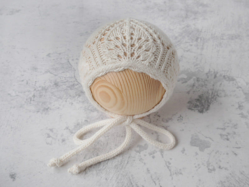 'SAVANNAH' newborn bonnet/bonnet and wrap set **MADE TO ORDER** - OFF WHITE