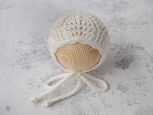 'SAVANNAH' newborn bonnet/bonnet and wrap set **MADE TO ORDER** - OFF WHITE